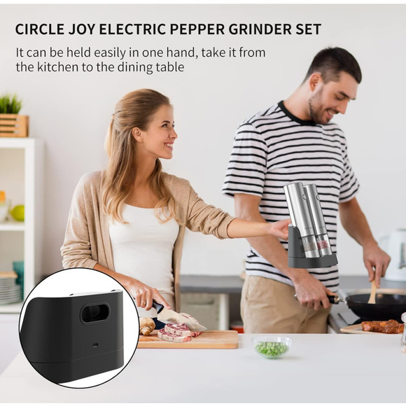 Rechargeable Electric Salt and Pepper Grinder Set with Storage Base New Open Box - Picture 4 of 7
